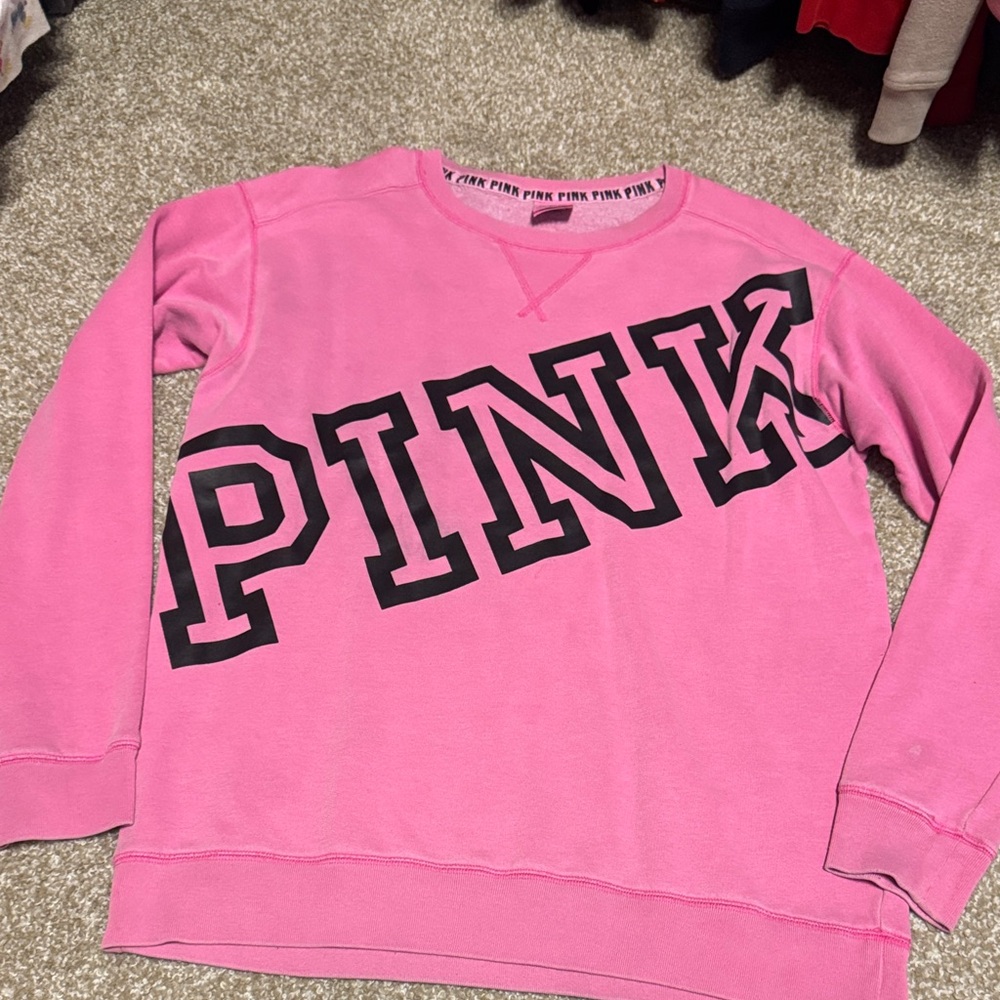 PINK Victoria's Secret Bold Pink Crew Neck Sweater